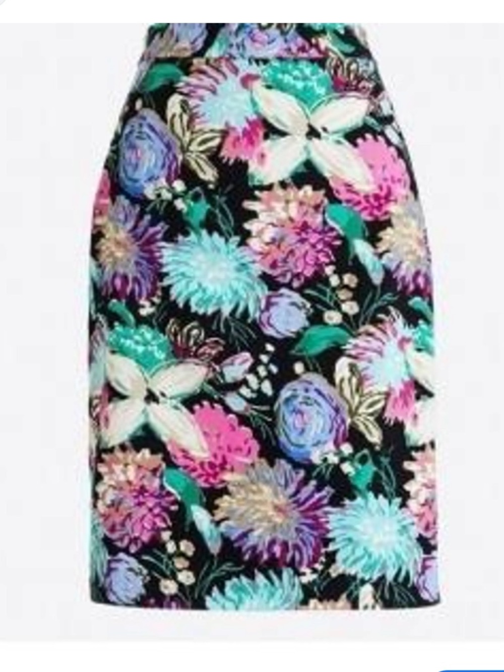 J. Crew Black Floral Pencil Skirt with Multicolor Blooms